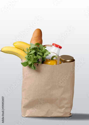 fresh food  in a big shopping bag