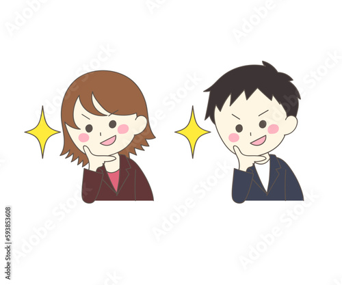 ドヤ顔でポーズを決めるスーツ姿の男女