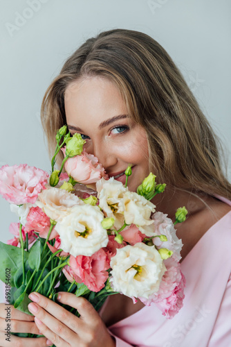 portrait of a beautiful woman with flowers