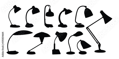 The set of silhouettes vintage table lamps.