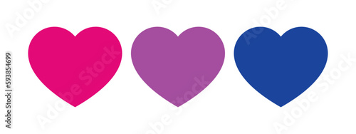 Pink, purple, and blue colored heart icon, as the colors of the bisexual flag. LGBTQI concept. Flat vector illustration.	