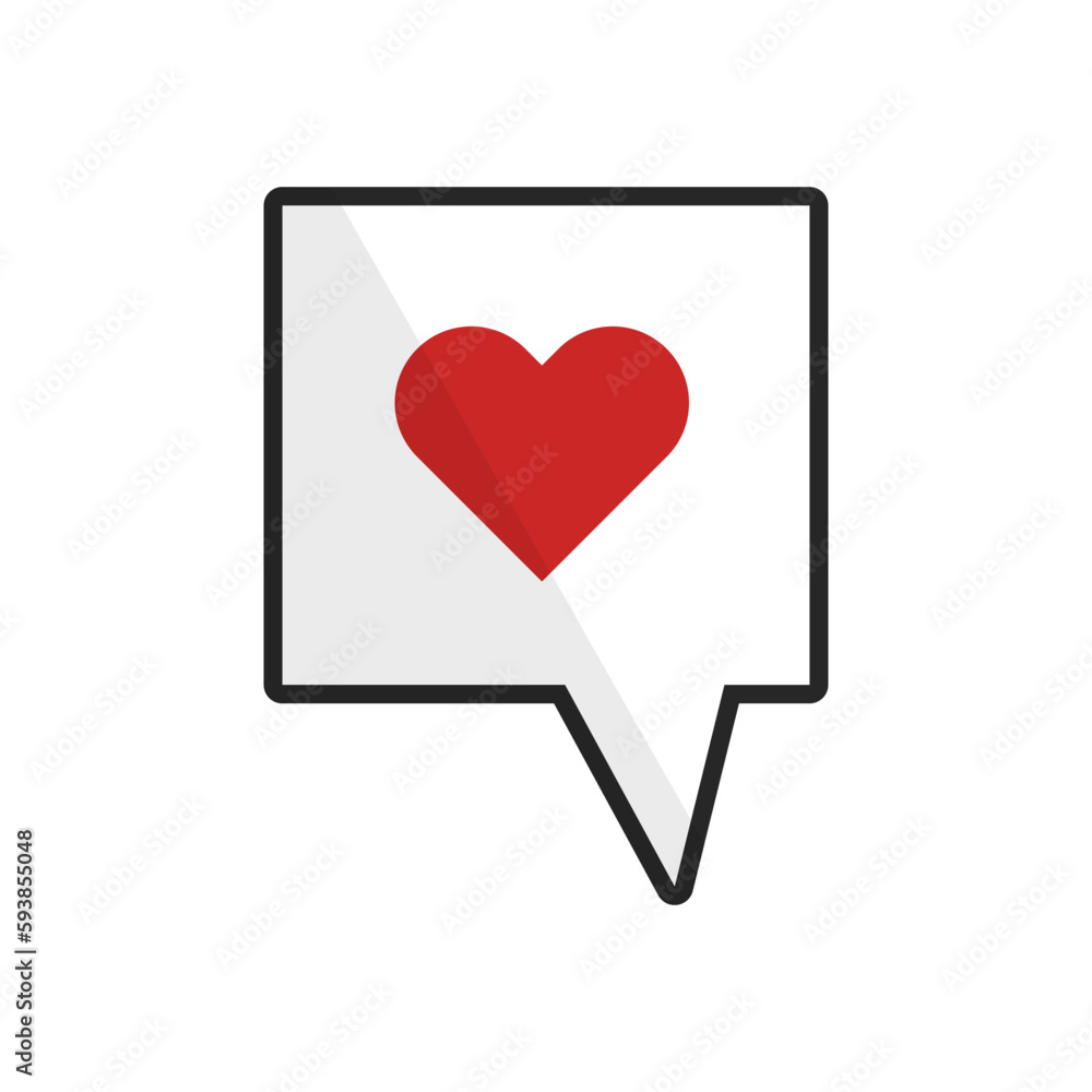 Heart and speech bubble icon. Love and emotion. Heart and speech bubble icon. Love and emotion.