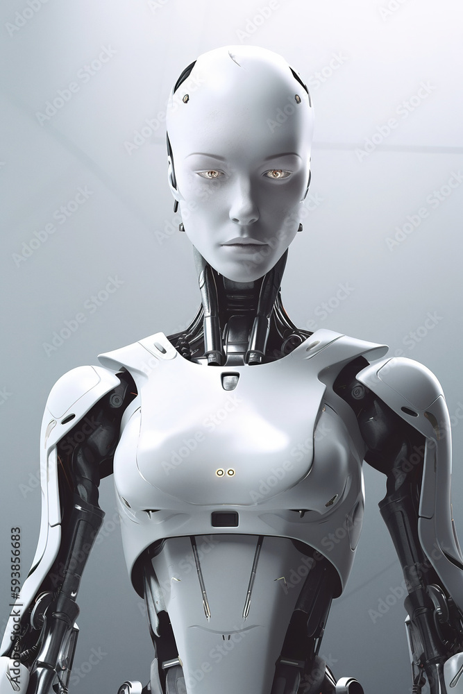 Robotic android, stunning photorealistic illustration. Generative art Robotic android, stunning photorealistic illustration. Generative art