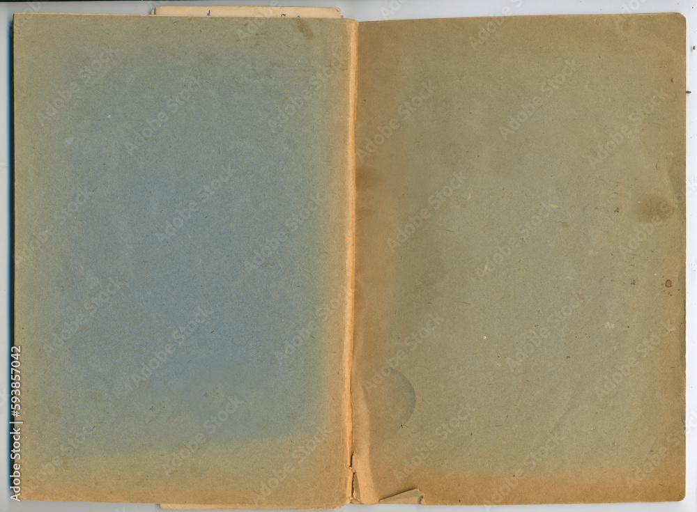 Old open paper note book