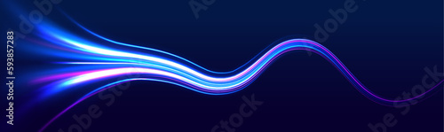 Dynamic composition of bright lines forming lights track of speed movement. Movement sport pattern for banner or poster design background. 