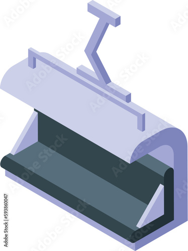 Covered ski lift bench icon isometric vector. Winter cable. Resort skier