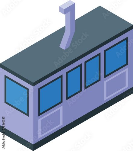 Ski lift icon isometric vector. Cable travel. Car skier snow
