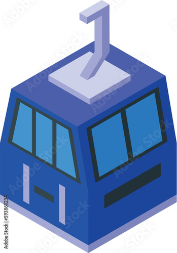 Blue ski lift icon isometric vector. Winter slope. Resort alpine