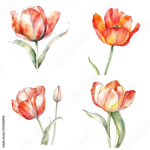 Wallpaper Mural チューリップの水彩イラスト Torontodigital.ca