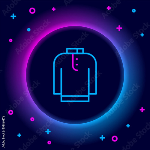 Glowing neon line Shirt kurta icon isolated on black background. Colorful outline concept. Vector