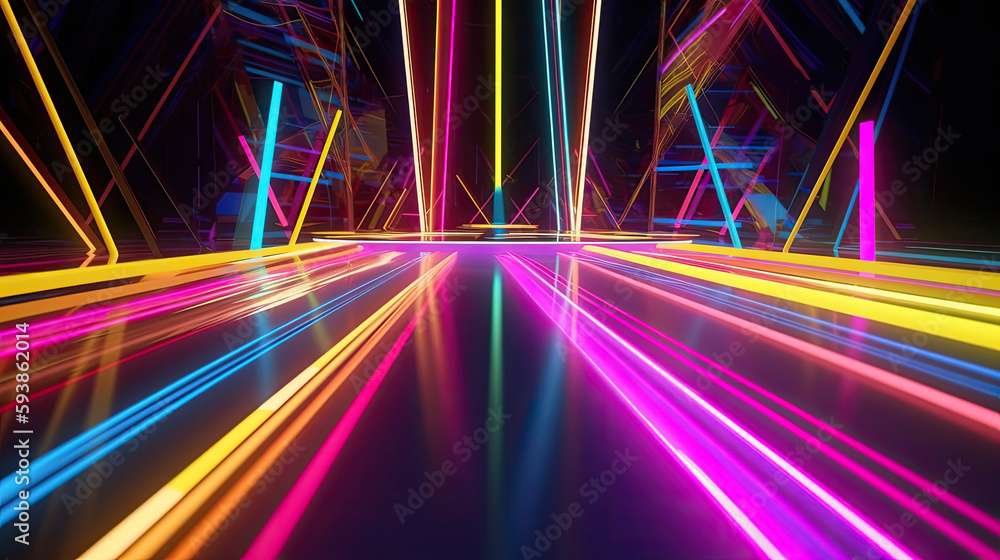 abstract colorful background bright neon cyberpunk city 3d style with Generative AI Technology