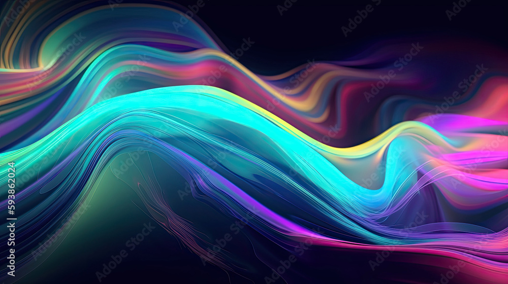 Abstract fluid iridescent holographic neon curved wave with Generative AI Technology Abstract fluid iridescent holographic neon curved wave with Generative AI Technology