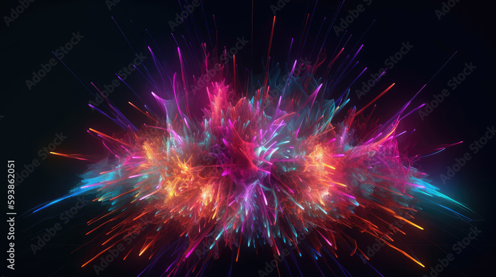 abstract neon background with chaotic glowing light in 3d style with Generative AI Technology abstract neon background with chaotic glowing light in 3d style with Generative AI Technology