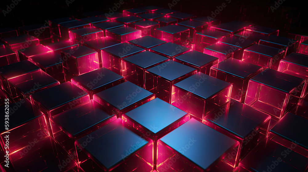 Obraz premium Abstract Laser Cube Background 3d render with Generative AI Technology