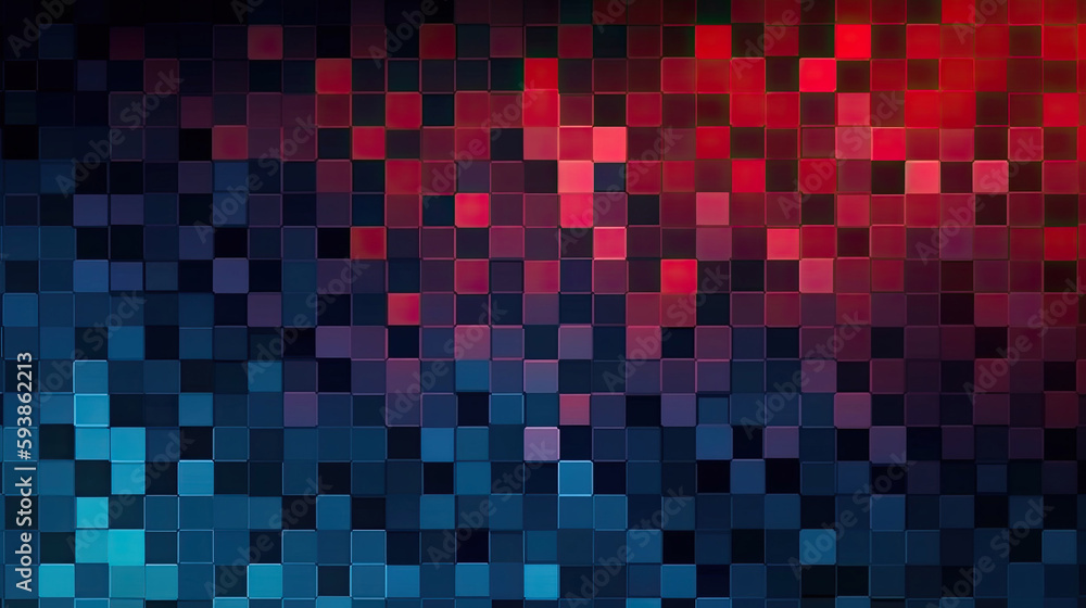 Dark Blue Red pattern in square style Abstact background with Generative AI Technology