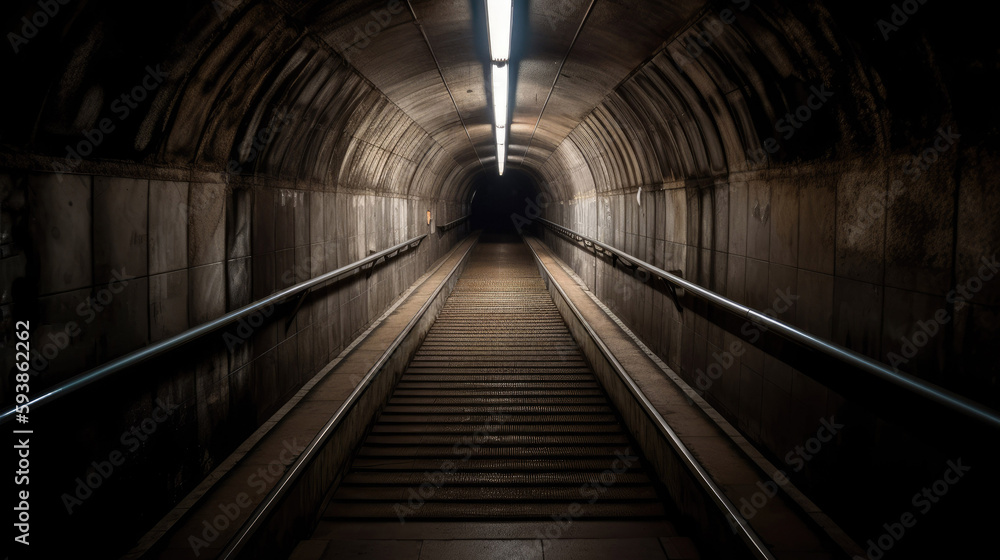 empty stairs in underground tunnel with Generative AI Technology