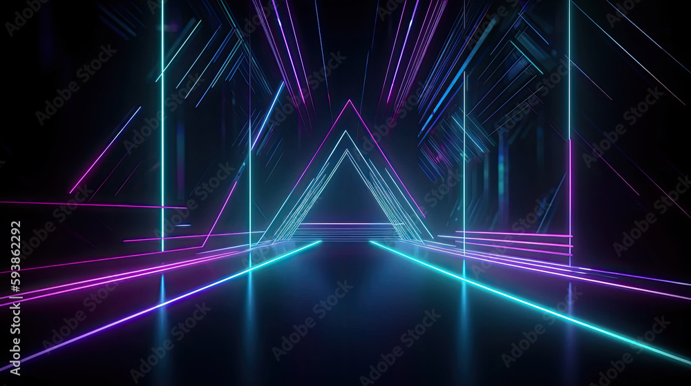 Futuristic abstract neon background geometric shape with Generative AI Technology Futuristic abstract neon background geometric shape with Generative AI Technology