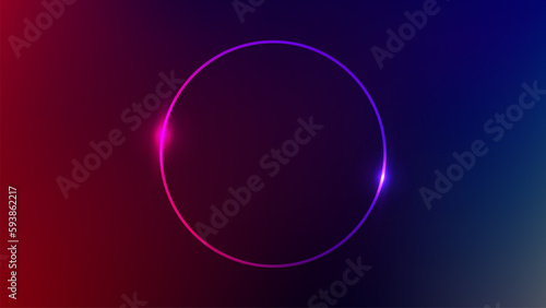 Neon circle frame with shining effects