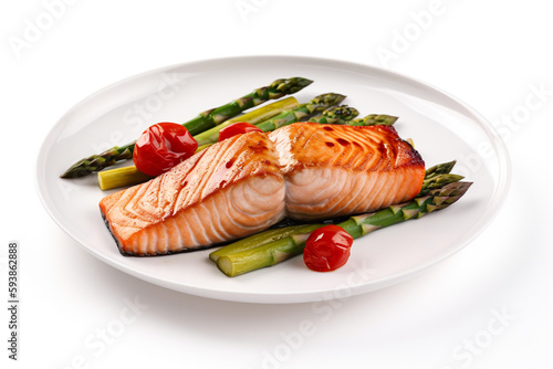 Grilled salmon with a side of roasted asparagus