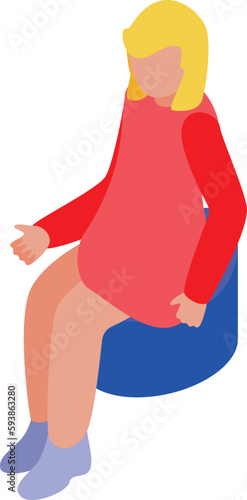 Girl on potty icon isometric vector. Baby child. Toilet kid