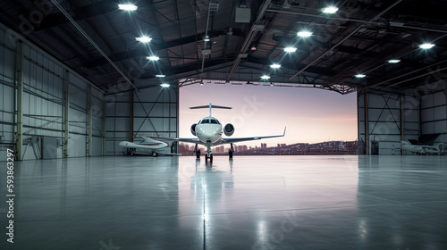 Fotografie, Tablou Luxorious Business Jet in Hangar