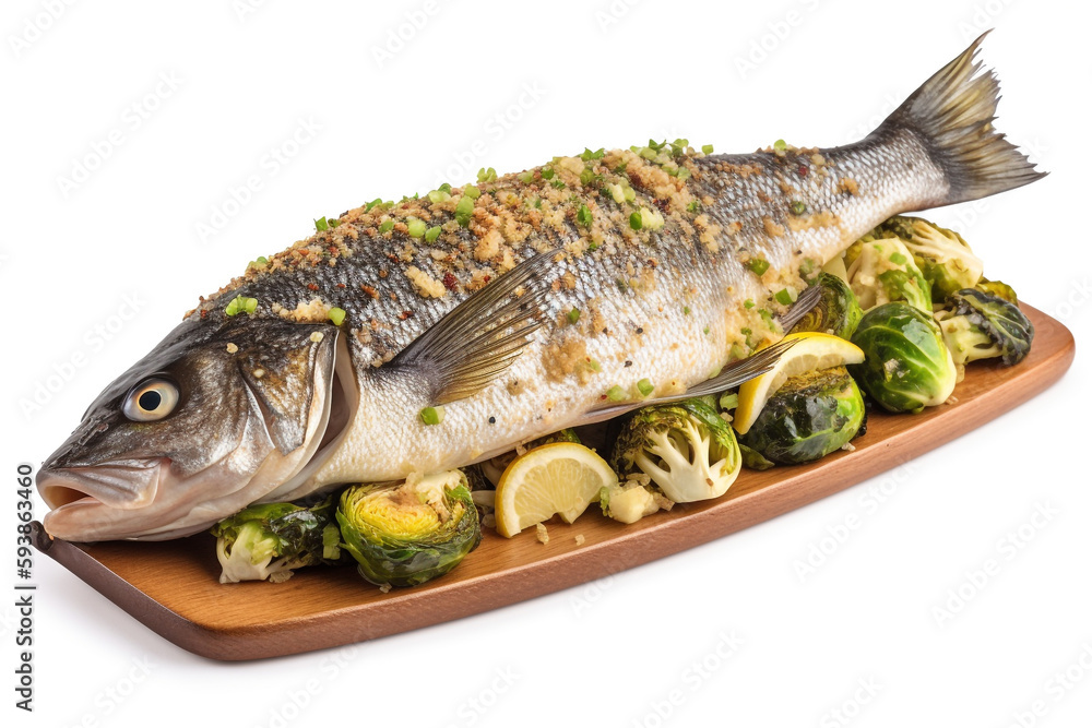 Grilled trout with a side of roasted Brussels sprouts