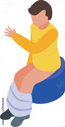 Playful kid on toilet icon isometric vector. Baby child. Training diaper