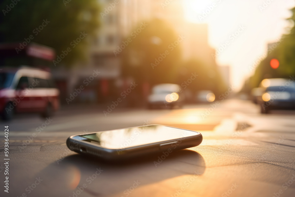 The trash of consumerism: an abandoned cell phone discarded on the sidewalk, forgotten and useless. Is AI Generative. The trash of consumerism: an abandoned cell phone discarded on the sidewalk, forgotten and useless. Is AI Generative.