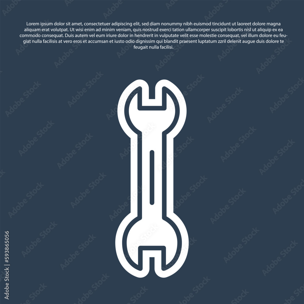 Blue line Wrench spanner icon isolated on blue background. Vector