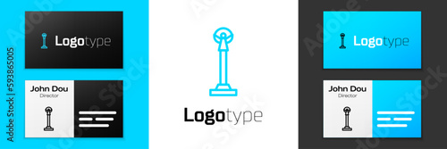 Blue line Monument of Independence in Kiev icon isolated on white background. Kyiv, Ukraine. Logo design template element. Vector