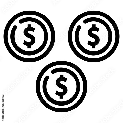 The Dollar Coin icon is a symbol of money, wealth, and financial value, commonly used in financial or investment-related apps and websites