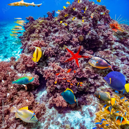 Fototapeta Naklejka Na Ścianę i Meble -  Magnificent underwater world of the tropical ocean.