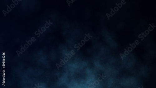 Blue smoke on dark background. Dynamic abstract fog. 3D rendering.