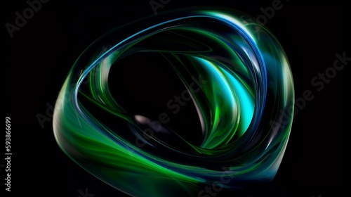 a black background with green and blue swirls. generative AI