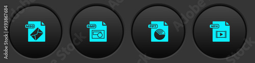 Set MSG file document, BMP, PPT and MP4 icon. Vector