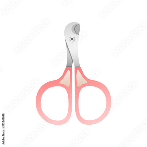 Pet nail clippers. Cartoon illustration of scissors for claws isolated on a white background. Vector 10 EPS.
