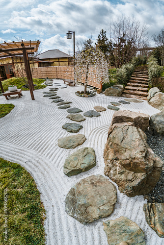 traditional Japanese rock garden well-groomed path relaxation attractions and culture zen meditation