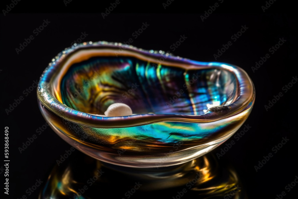 white pearl in a glass bowl