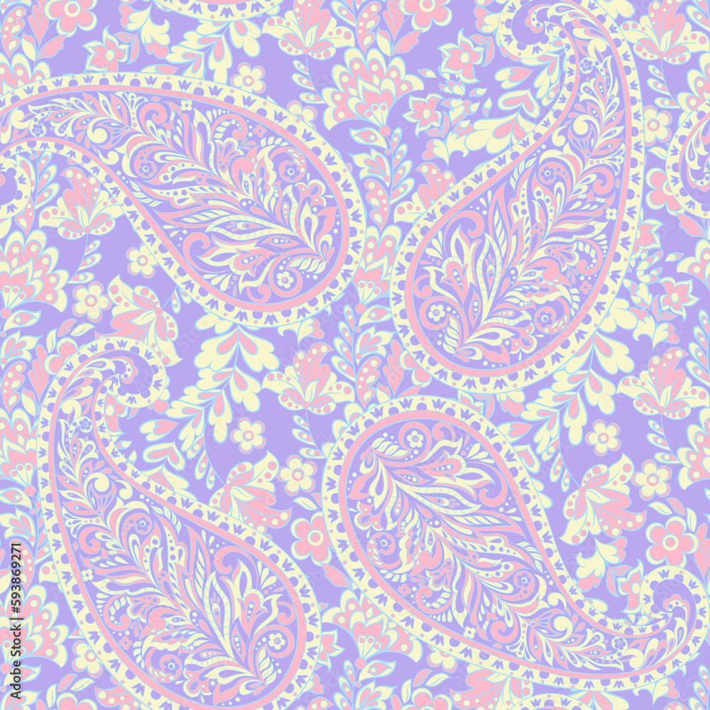 Paisley Floral oriental ethnic Pattern. Seamless Ornament. Damask fabric patterns.