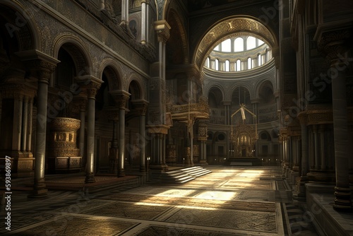 Cathedral interior old. Generate Ai