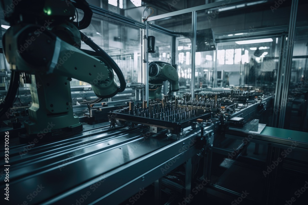 Industrial automation in the factory. Generative AI.