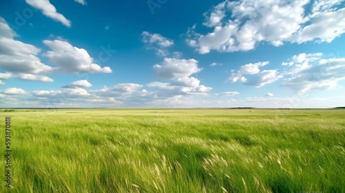 青空と広い草原のイメージ　generative ai © tota