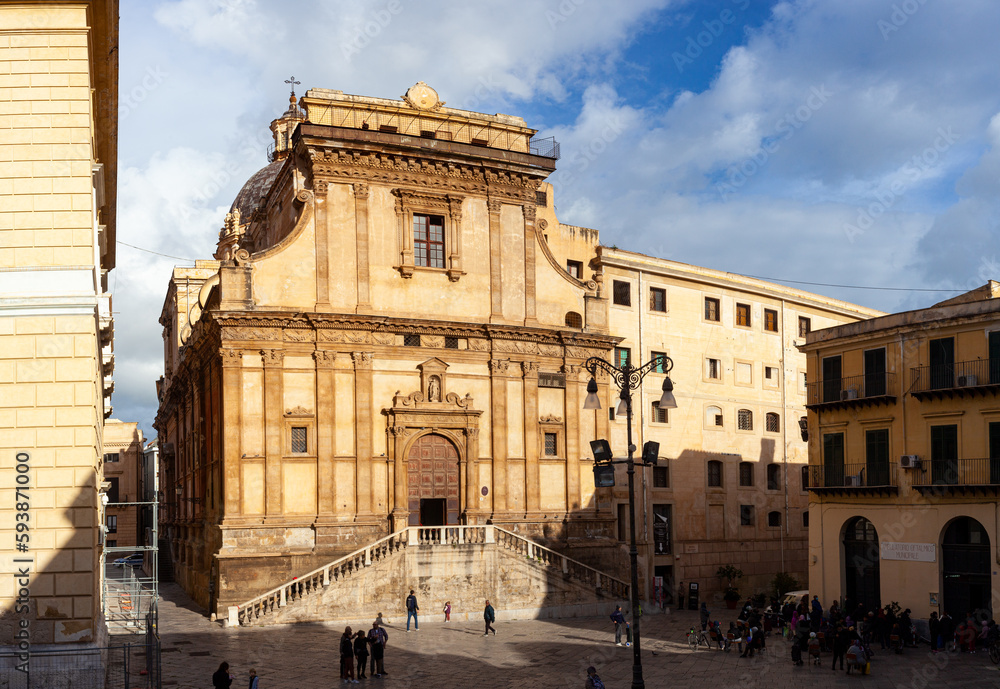 The Church of Santa Caterina, the facade facing Piazza Bellini, Palermo, Sicily, Italy.