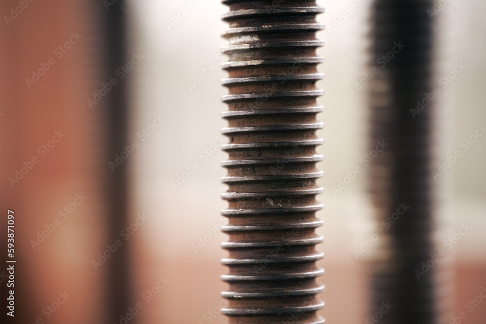 closeup of bolt thread. rust old thread of the bolt.