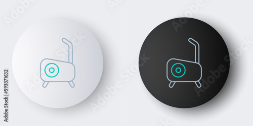 Line Stationary bicycle icon isolated on grey background. Exercise bike. Colorful outline concept. Vector