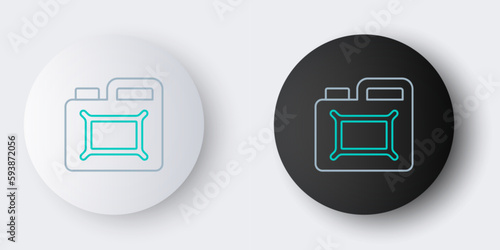 Line Canister for motor machine oil icon isolated on grey background. Oil gallon. Oil change service and repair. Engine oil sign. Colorful outline concept. Vector