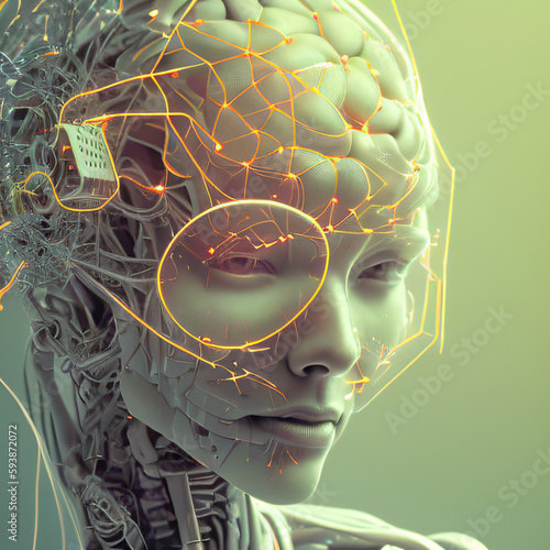 AI, artificial intelligence brain, cyborg, futuristic ai vision, artificial intelligence