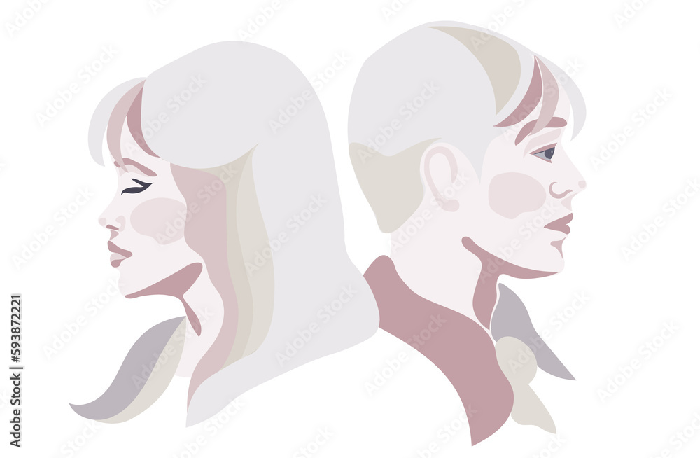 lady and gentleman. girl and boy. vector drawing of fictional characters.