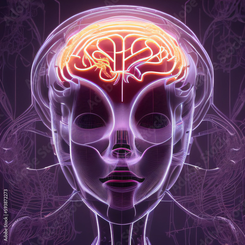 AI, artificial intelligence brain, cyborg, futuristic ai vision, artificial intelligence