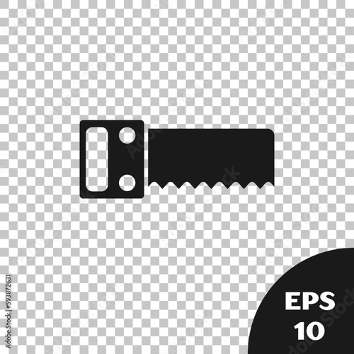Black Hand saw icon isolated on transparent background. Vector